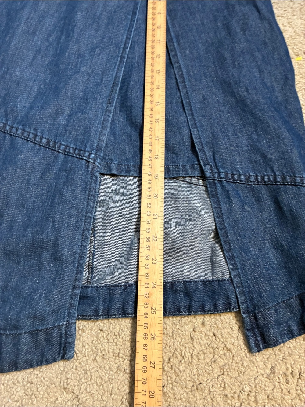 Anthro HOLDING HORSES Dark Blue Jean Denim Midi Skirt Buckles Size 8 - Picture 7 of 8